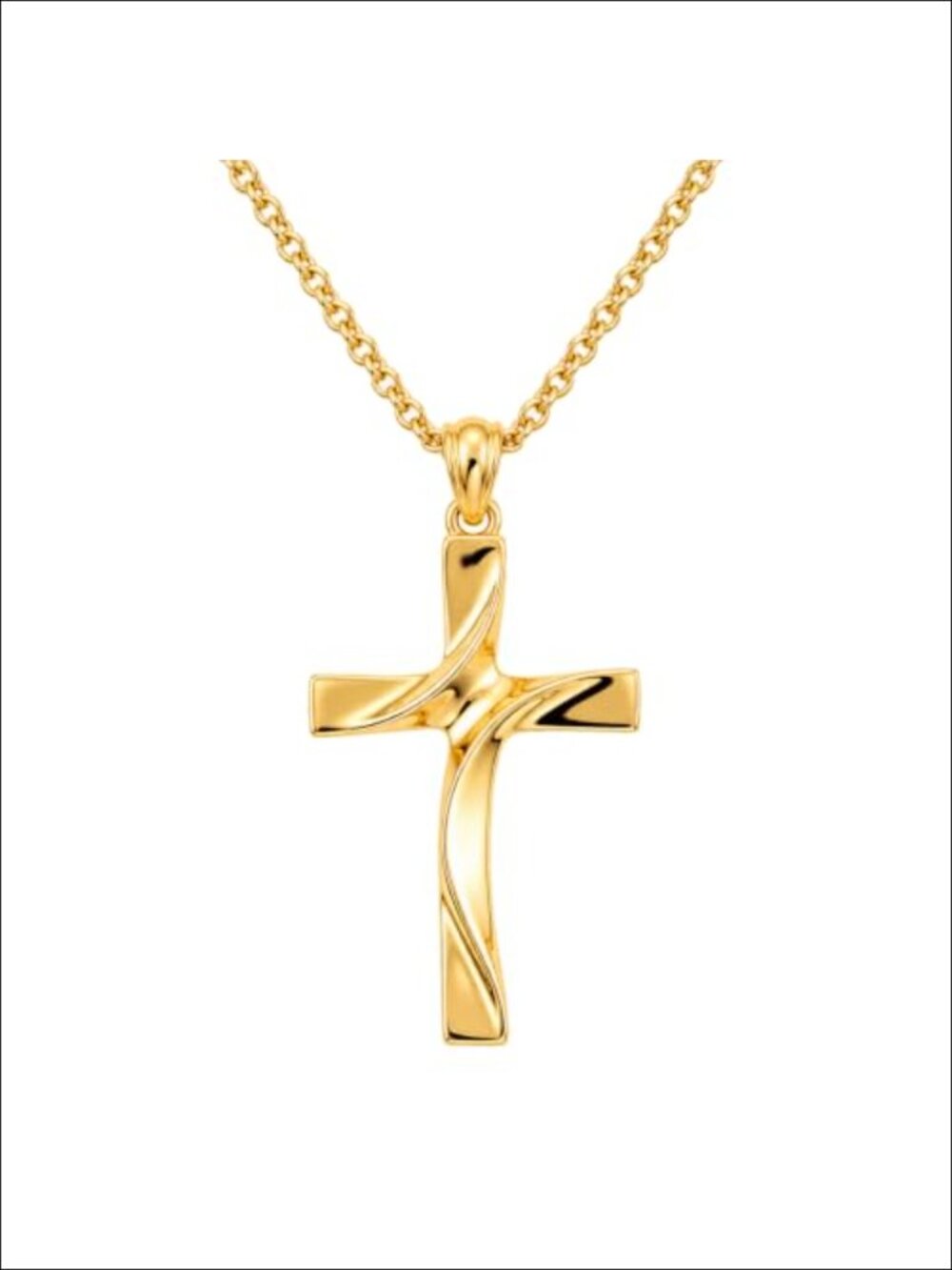 14K Gold Twist Cross Pendant Necklace for Women Christian Faith Jewelry